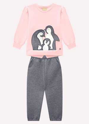 Milon - Conjunto Infantil Menina Bordado Rosa - MILON