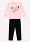 Milon - Conjunto Infantil Menina Bordado Off White - variação: Rosa