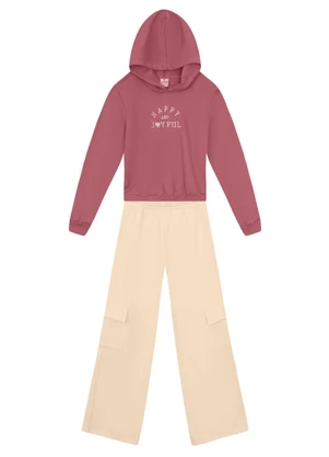 Brandili - Conjunto Infantil Menina Bordado Rosa - BRANDILI
