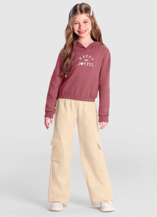 Brandili - Conjunto Infantil Menina Bordado Rosa