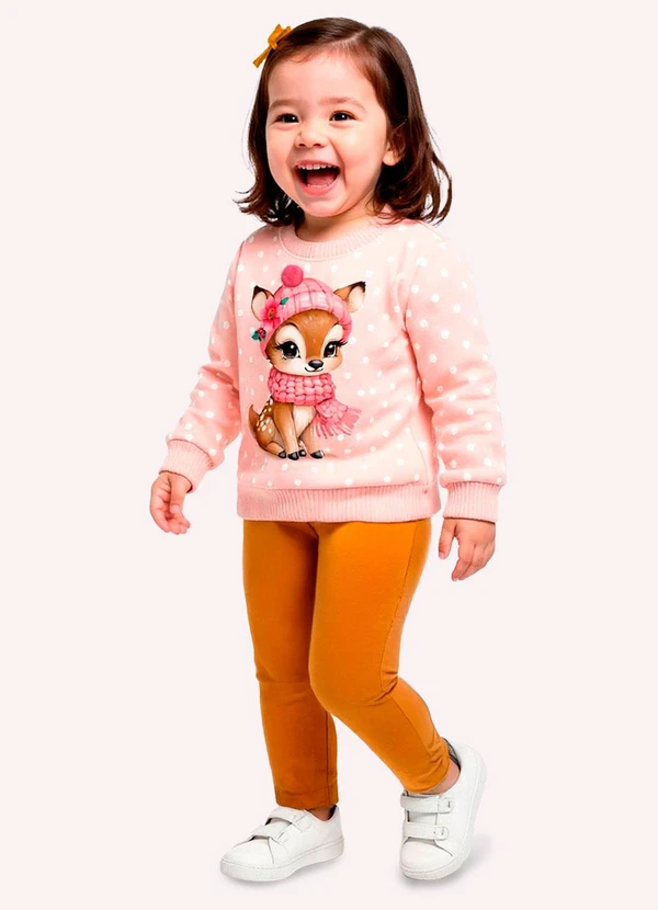 Kyly - Conjunto Infantil Menina Bordado Rosa