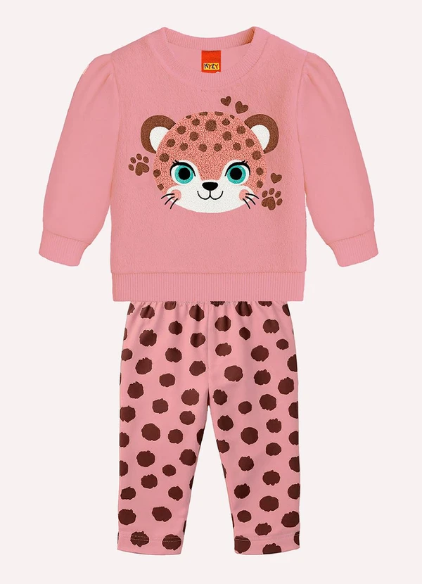 Kyly - Conjunto Infantil Menina Bordado Rosa