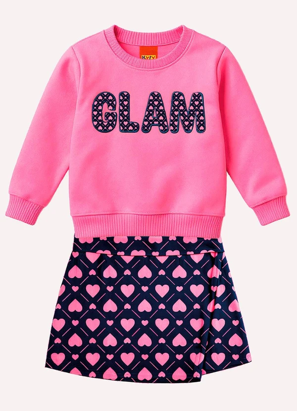 Kyly - Conjunto Infantil Menina Bordado Rosa