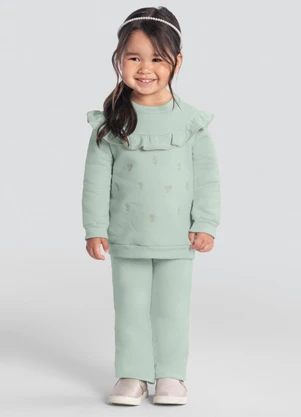 Brandili Mundi - Conjunto Infantil Menina Bordado Verde - BRANDILI MUNDI