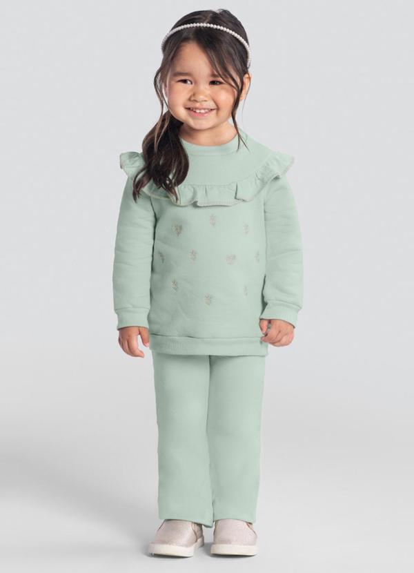Mundi - Conjunto Infantil Menina Bordado Verde