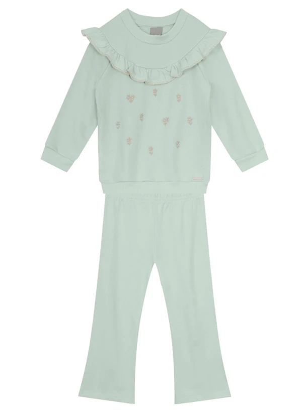 Brandili Mundi - Conjunto Infantil Menina Bordado Verde 2
