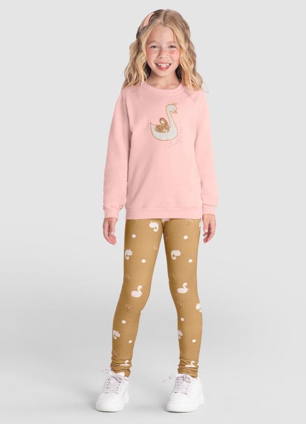 Brandili - Conjunto Infantil Menina Brilhante Rosa