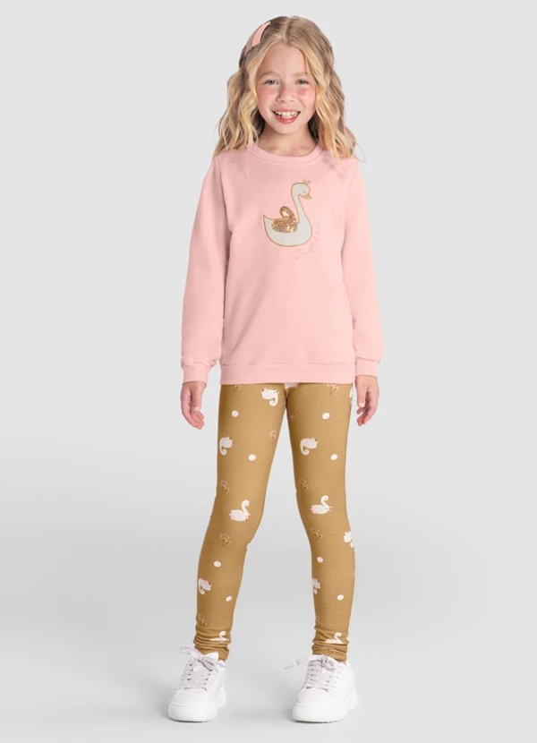 Brandili - Conjunto Infantil Menina Brilhante Rosa