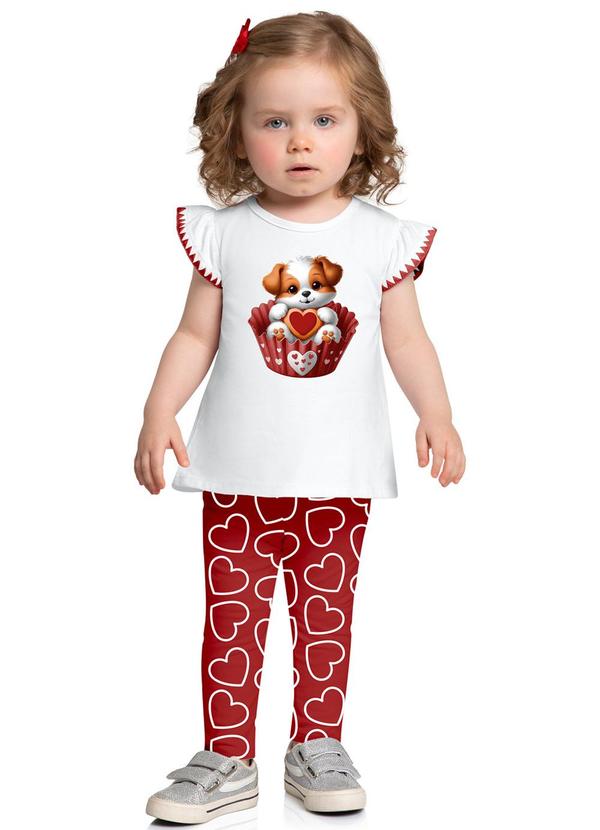 Kyly - Conjunto Infantil Menina Cachorrinho Branco