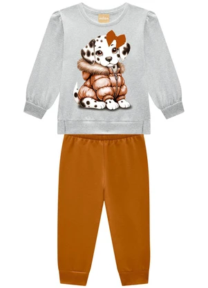 Kyly - Conjunto Infantil Menina Cachorrinho Cinza - KYLY