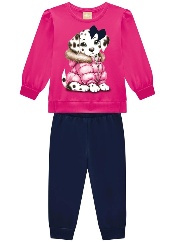 Kyly - Conjunto Infantil Menina Cachorrinho Rosa