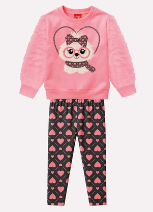Kyly - Conjunto Infantil Menina Cachorrinho Rosa - KYLY