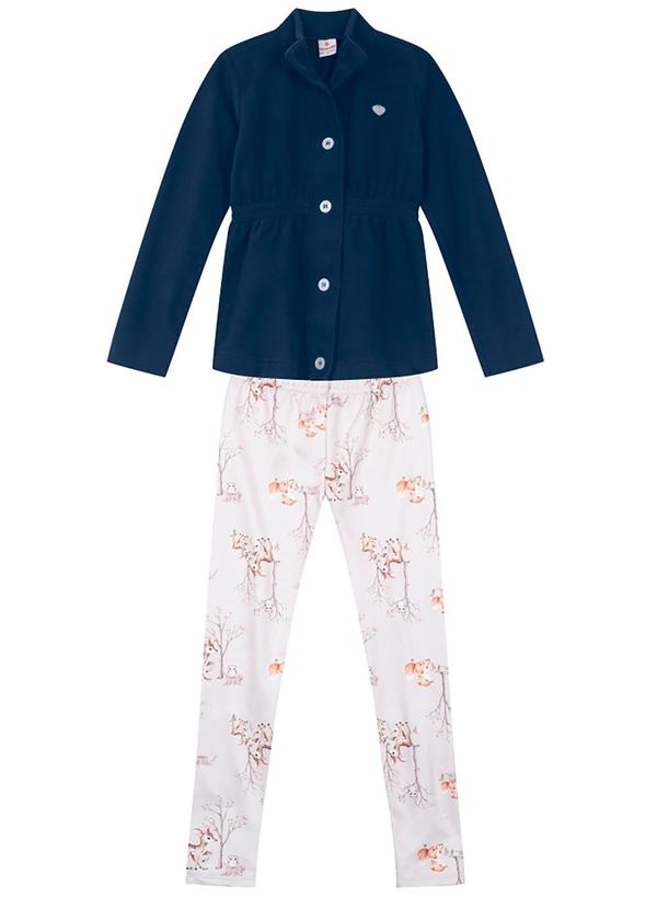 Brandili - Conjunto Infantil Menina Casaco e Legging Azul