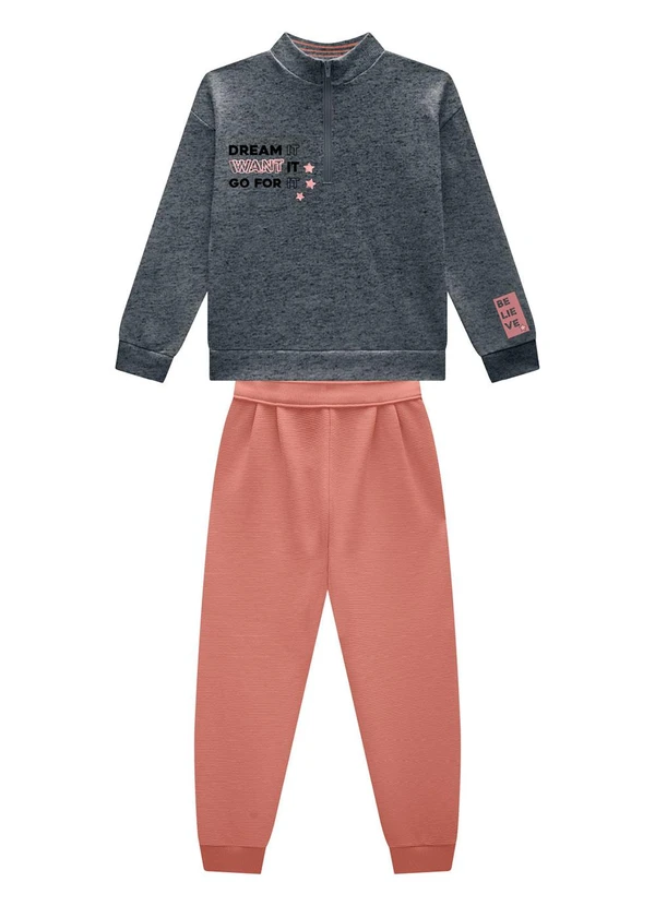 Kyly - Conjunto Infantil Menina Cinza