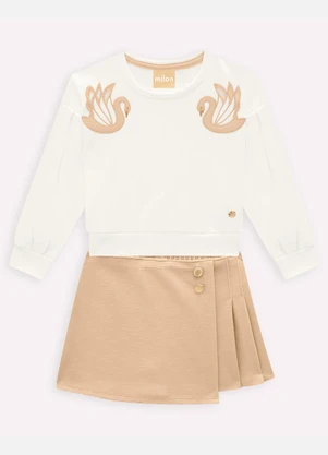 Milon - Conjunto Infantil Menina Cisne Off White - MILON