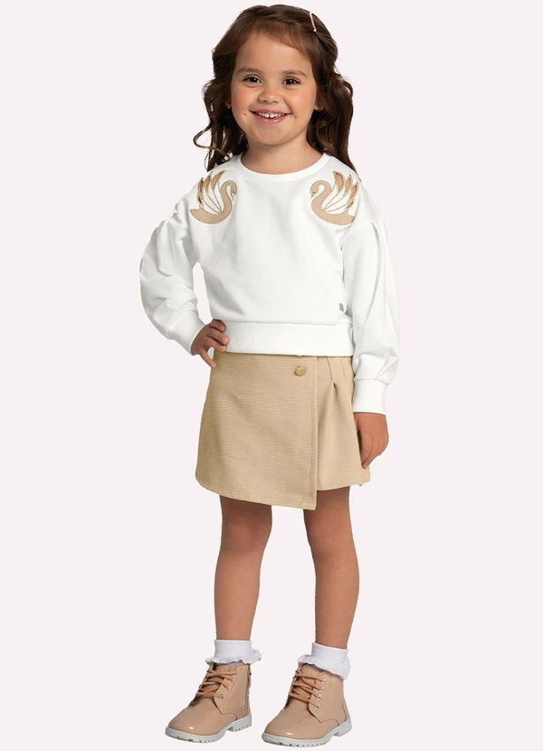 Milon - Conjunto Infantil Menina Cisne Off White
