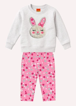 Kyly - Conjunto Infantil Menina Coelhinho Cinza - KYLY