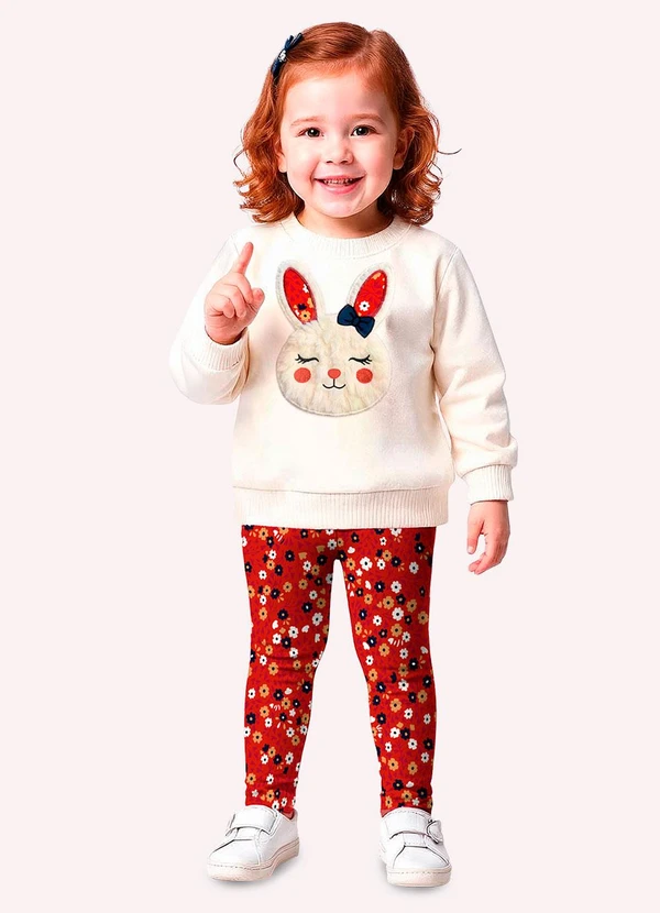 Kyly - Conjunto Infantil Menina Coelhinho Off White