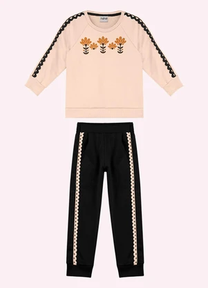 Nanai - Conjunto Infantil Menina com Aviamentos Bege - NANAI
