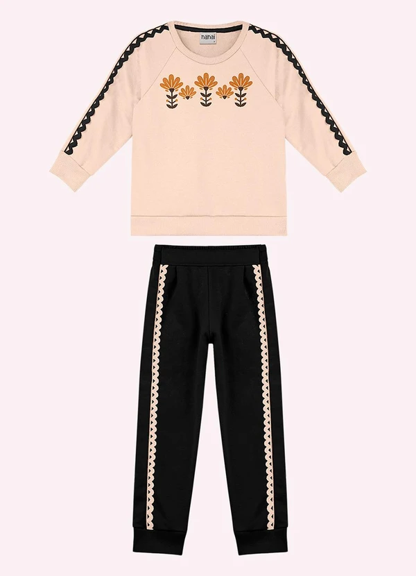 Nanai - Conjunto Infantil Menina com Aviamentos Bege