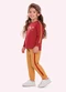 Nanai - Conjunto Infantil Menina com Aviamentos Bege - variação: Vermelho