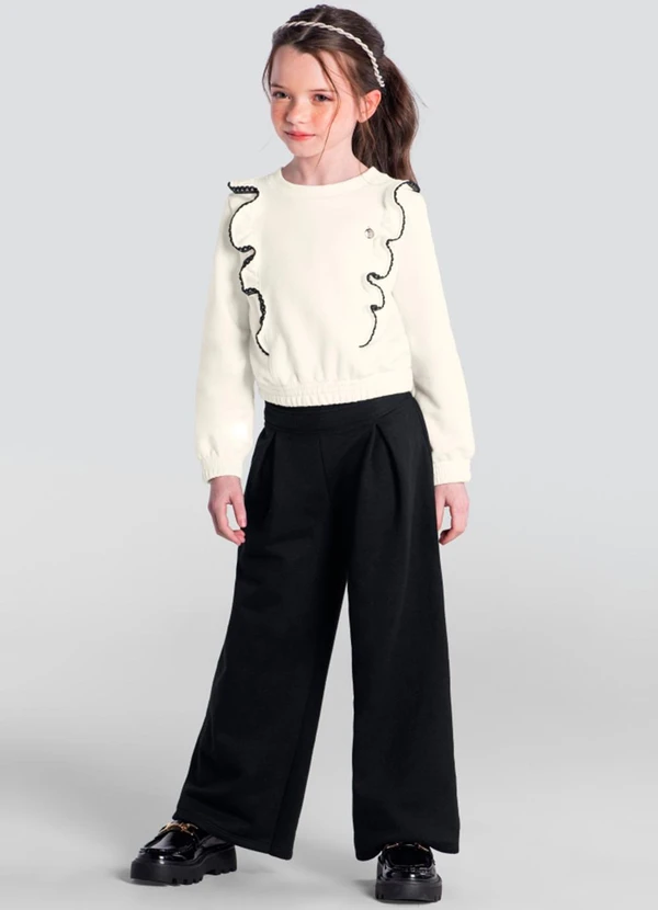 Brandili Mundi - Conjunto Infantil Menina com Babado Bege