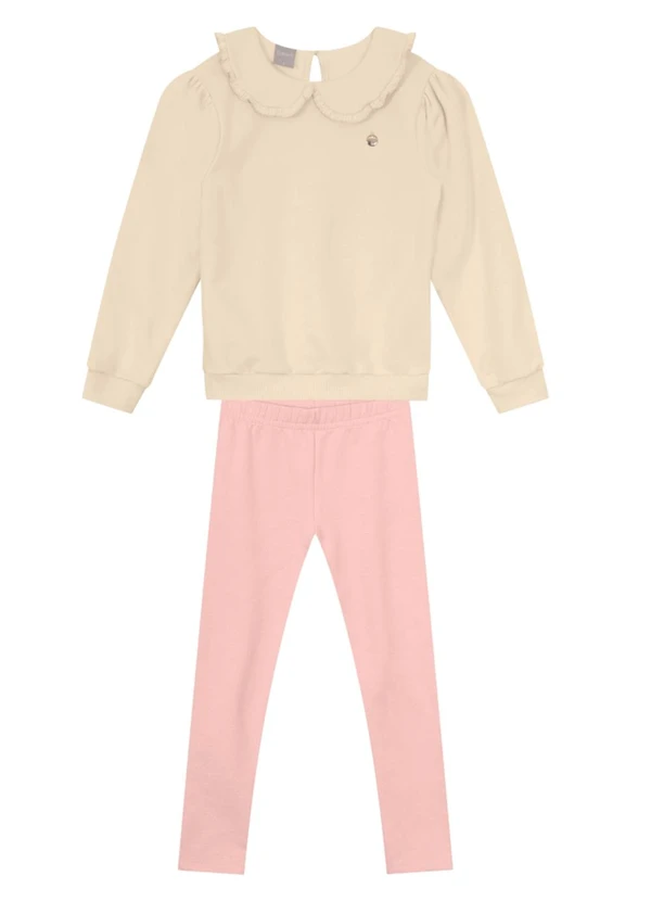 Brandili Mundi - Conjunto Infantil Menina com Babado Bege