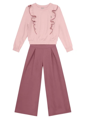 Brandili Mundi - Conjunto Infantil Menina com Babado Rosa - BRANDILI MUNDI