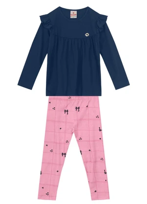 Brandili - Conjunto Infantil Menina com Babados Azul - BRANDILI