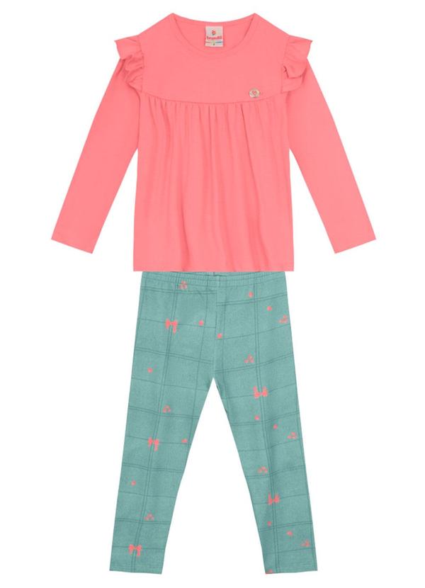 Brandili - Conjunto Infantil Menina com Babados Rosa
