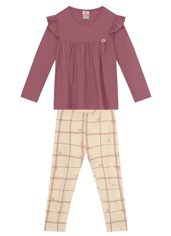 Brandili - Conjunto Infantil Menina com Babados Rosa 2