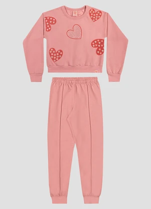 Kely Kety - Conjunto Infantil Menina com Blusão e Calça em Moletom Rosa - KELY KETY