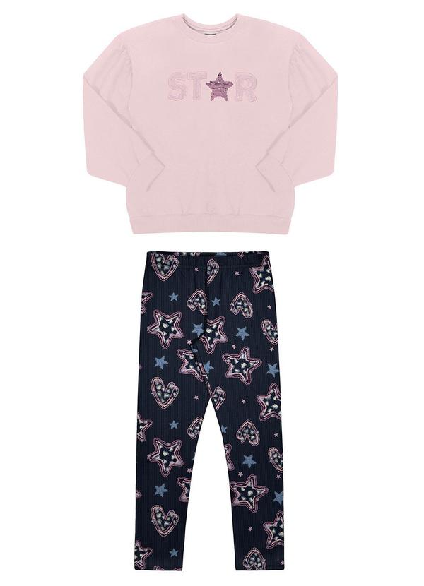 Alakazoo - Conjunto Infantil Menina com Blusão e Legging Azul