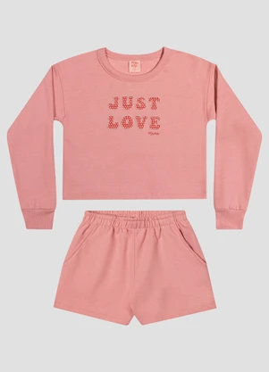 Kely Kety - Conjunto Infantil Menina com Blusão e Shorts Rosa - KELY KETY
