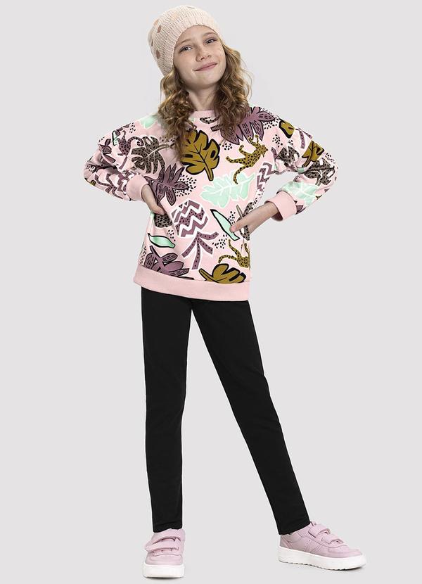 Alakazoo - Conjunto Infantil Menina com Blusão Favoritos Rosa