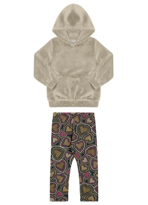 Alakazoo - Conjunto Infantil Menina com Blusão Pelo Preto - ALAKAZOO