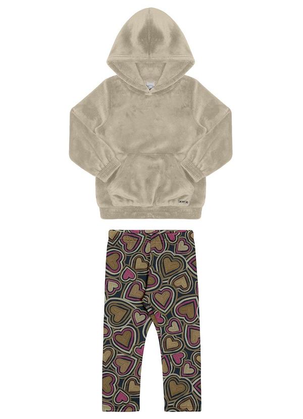 Alakazoo - Conjunto Infantil Menina com Blusão Pelo Preto