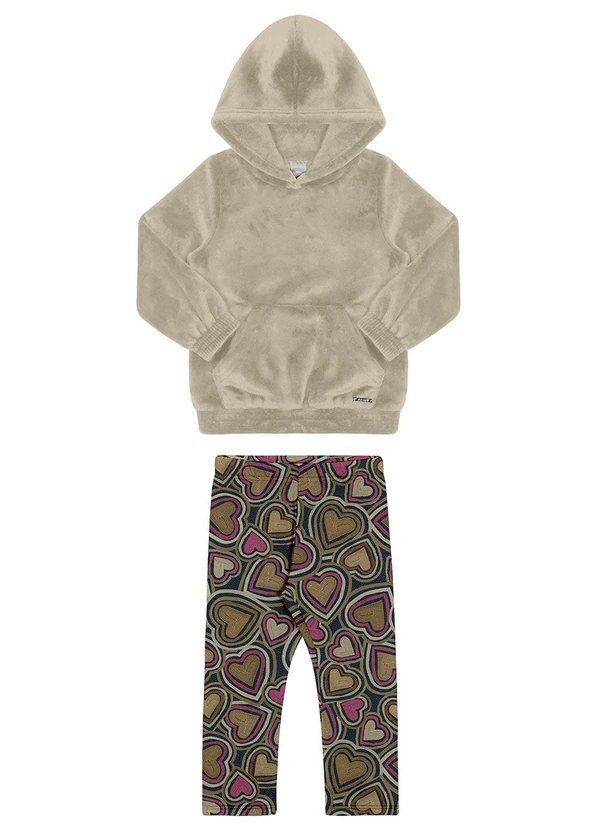 Alakazoo - Conjunto Infantil Menina com Blusão Pelo Preto