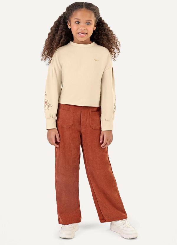 Colorittá - Conjunto Infantil Menina com Calça Veludo Bege 1
