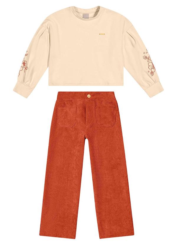 Colorittá - Conjunto Infantil Menina com Calça Veludo Bege 2