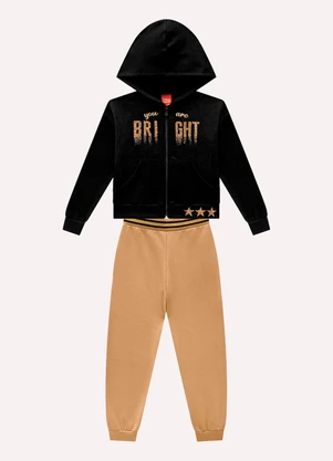Kyly - Conjunto Infantil Menina com Capuz Preto - KYLY