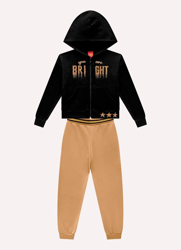 Kyly - Conjunto Infantil Menina com Capuz Preto