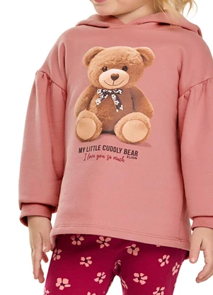 Elian - Conjunto Infantil Menina com Capuz Urso Rosa - ELIAN