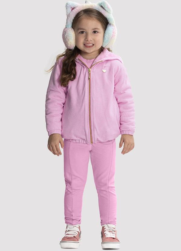 Alakazoo - Conjunto Infantil Menina com Jaqueta e Calça Rosa