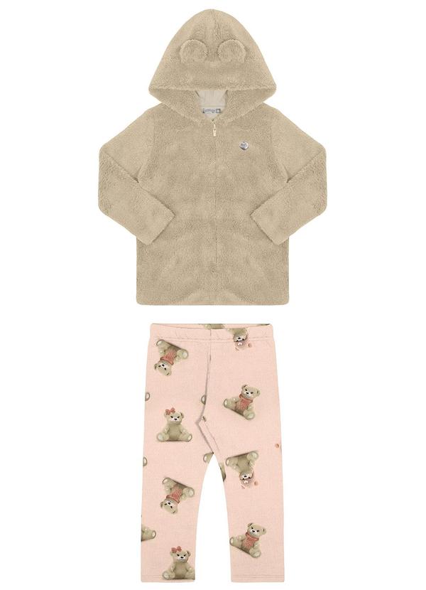 Alakazoo - Conjunto Infantil Menina com Jaqueta Pelo Preto