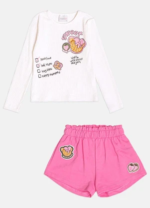 Momi - Conjunto Infantil Menina com Patch de Waffle Bear - MOMI