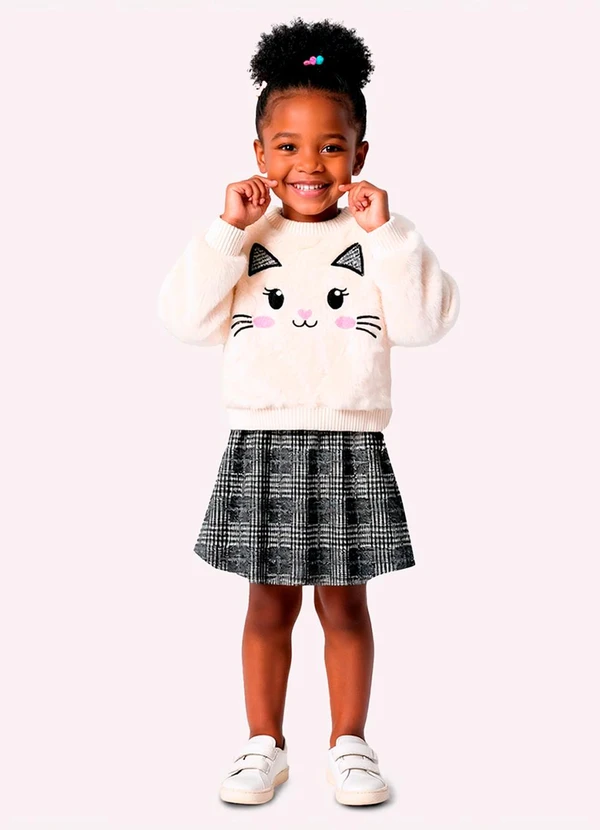 Kyly - Conjunto Infantil Menina com Pelinhos Bege