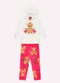 Kyly - Conjunto Infantil Menina com Pelinhos Rosa - variação: Branco
