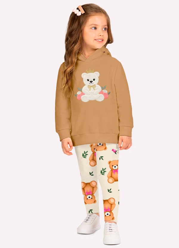 Kyly - Conjunto Infantil Menina com Pelinhos Marrom