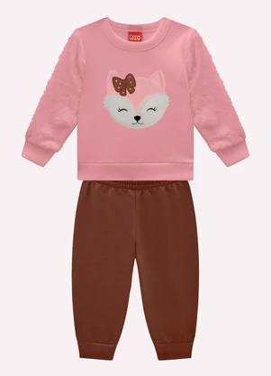 Kyly - Conjunto Infantil Menina com Pelinhos Rosa - KYLY